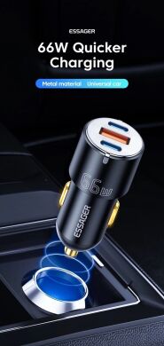 Автомобільний зарядний пристрій ESSAGER City Dual 66W (Type-C + USB) ECC2C1A-FF01 - Black