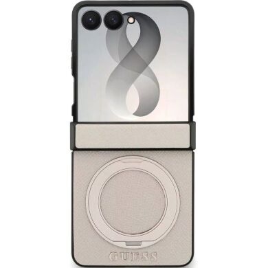 Защитный чехол Guess Magnetic Ring Stand Grained Classic Logo MagSafe для Samsung Galaxy Flip 8 (GUHMZF86PSGRSCLE) - Beige
