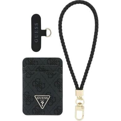 Кардхолдер с ремешком для смартфона Guess triangle MagSafe (GUBPWMWSP4GTK) - Black