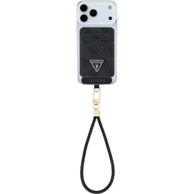 Кардхолдер с ремешком для смартфона Guess triangle MagSafe (GUBPWMWSP4GTK) - Black