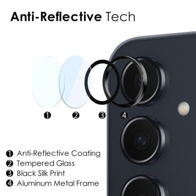 Защитное стекло на камеру (3шт) NORTHJO Camera Lens Glass для Samsung Galaxy A55 (A556) - Black