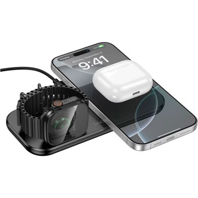 Беспроводное зарядное устройство Hoco CW65 3 in 1 (15W) - Black
