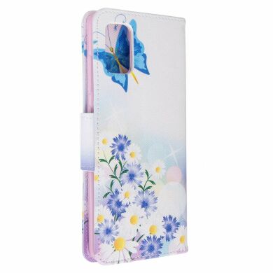 Чехол-книжка Deexe Color Wallet для Samsung Galaxy A51 (А515) - Blue Butterfly and Flowers