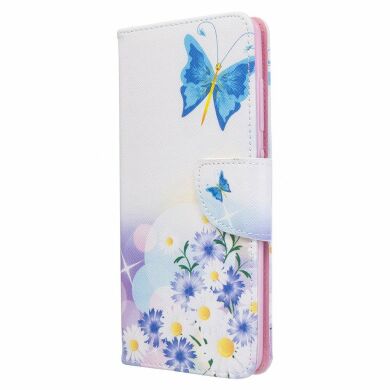 Чехол-книжка Deexe Color Wallet для Samsung Galaxy A51 (А515) - Blue Butterfly and Flowers