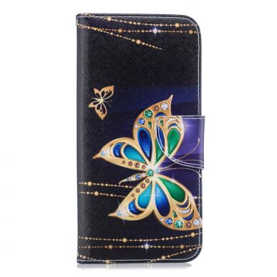 Чохол-книжка Deexe Color Wallet для Samsung Galaxy J4+ (J415), Rhinestone Decorated Butterfly