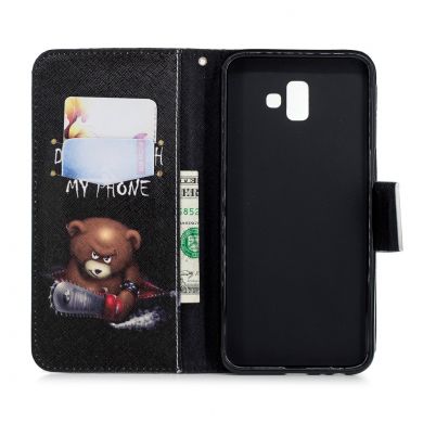 Чохол-книжка Deexe Color Wallet для Samsung Galaxy J6+ (J610), Brown Bear and Do Not Touch My Phone