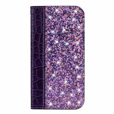 Чехол-книжка Deexe Glittery Crocodile для Samsung Galaxy M10 (M105) - Purple