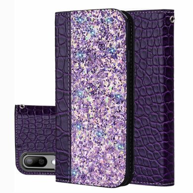 Чехол-книжка Deexe Glittery Crocodile для Samsung Galaxy M10 (M105) - Purple