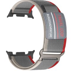 Ремешок Deexe Nylon Magic Tape для Samsung Galaxy Watch 8 (40/44mm) / 8 Classic - Red / Grey