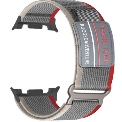 Ремешок Deexe Nylon Magic Tape для Samsung Galaxy Watch 8 (40/44mm) / 8 Classic - Red / Grey