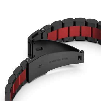 Ремешок Deexe Stainless Steel для Samsung Galaxy Watch 4 (40/44mm) / Watch 4 Classic (42/46mm) - Black / Red