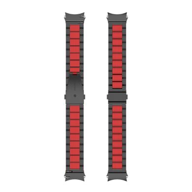 Ремінець Deexe Stainless Steel для Samsung Galaxy Watch 4 (40/44mm) / Watch 4 Classic (42/46mm) - Black / Red