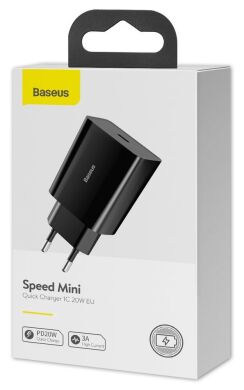 Мережевий зарядний пристрій Baseus Speed Mini Quick Charger 1C (20W) - Black