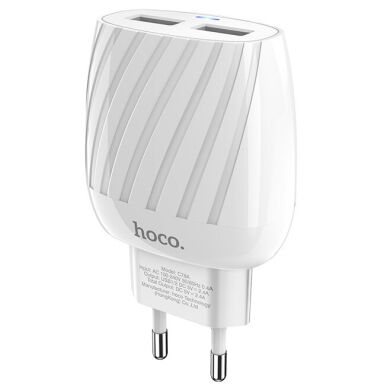 Мережевий зарядний пристрій Hoco C78A (2USB, 2.4A) - White