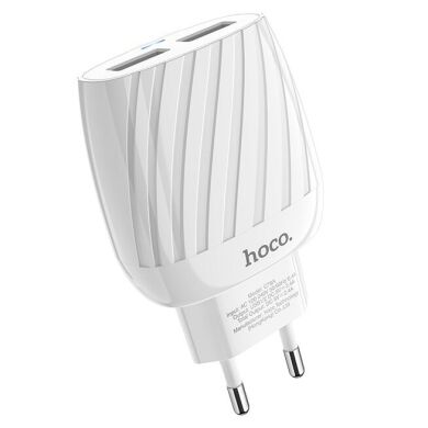 Мережевий зарядний пристрій Hoco C78A (2USB, 2.4A) - White