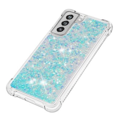 Силіконовий (TPU) чохол Deexe Liquid Glitter для Samsung Galaxy S21 FE (G990) - Blue Stars
