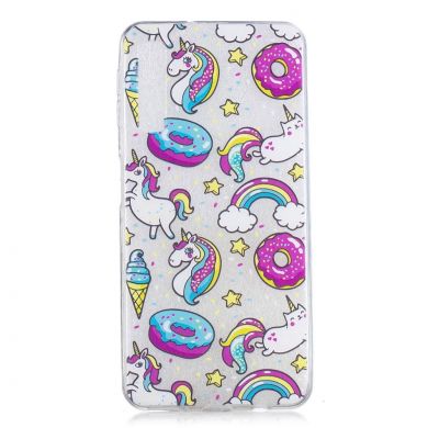 Силиконовый (TPU) чехол Deexe Pretty Glossy для Samsung Galaxy A7 2018 (A750) - Doughnuts and Unicorns