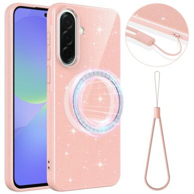 Защитный чехол Deexe Glitter Case with MagSafe для Samsung Galaxy A37 (A376) / A36 (A366) / A56 (A566) - Pink
