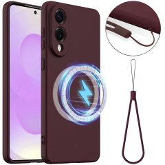 Защитный чехол Deexe Silicone Case with MagSafe для Samsung Galaxy S25 Edge (S937) - Wine Red