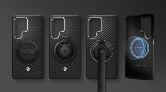 Захисний чохол Spigen (SGP) Enzo Aramid (MagFit) для Samsung Galaxy S25 Ultra (S938) ACS08955 / GP-FPS938PGABW - Black / Silver