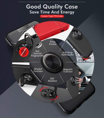 Захисний чохол UniCase Magnetic Ring для Samsung Galaxy A6+ 2018 (A605), Black / Red