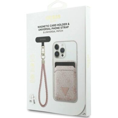 Кардхолдер с ремешком для смартфона Guess triangle MagSafe (GUBPWMWSP4GTP) - Pink
