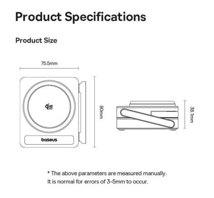 Беспроводное зарядное устройство Baseus PicoGo AF21 3 in 1 Qi2 35W + кабель Type-C to Type-C (1m) E0205402 - Black