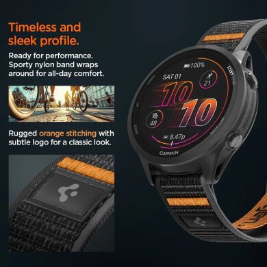 Ремешок Spigen Athlex Air для часов с шириной крепления 22мм (AMP11425) - Black / Orange