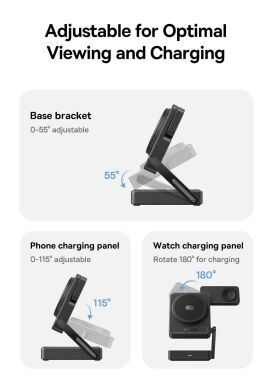 Беспроводное зарядное устройство Baseus PicoGo AF21 3 in 1 Qi2 35W + кабель Type-C to Type-C (1m) E0205402 - Black