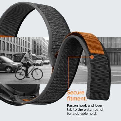 Ремешок Spigen Athlex Air для часов с шириной крепления 22мм (AMP11425) - Black / Orange