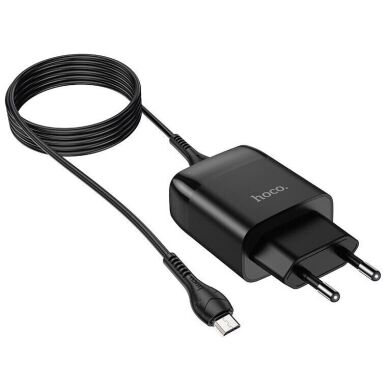 Сетевое зарядное устройство Hoco C72Q QC3.0 (1USB, 2A) + кабель MicroUSB - Black
