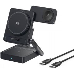 Беспроводное зарядное устройство Baseus PicoGo AF21 3 in 1 Qi2 35W + кабель Type-C to Type-C (1m) E0205402 - Black