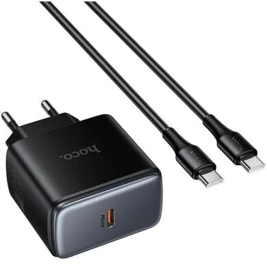 Мережевий зарядний пристрій Hoco C159A Upgrade PD65W (Type-C) + кабель Type-C to Type-C - Black