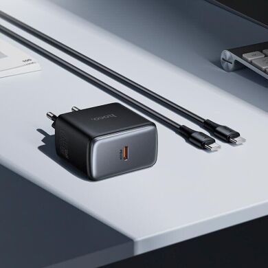 Мережевий зарядний пристрій Hoco C159A Upgrade PD65W (Type-C) + кабель Type-C to Type-C - Black