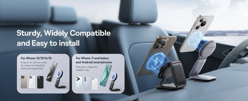 Автомобильный держатель с беспроводной зарядкой Baseus PrimeTrip C02 (15W) C40169003111-00 - Black