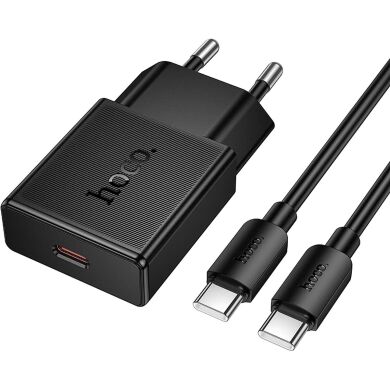 Мережевий зарядний пристрій Hoco N74 PD25W + кабель Type-C to Type-C - Black