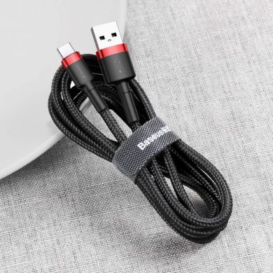 Дата-кабель BASEUS Kevlar Series type-c 2A (2м) - Black / Red