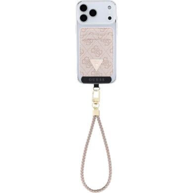 Кардхолдер с ремешком для смартфона Guess triangle MagSafe (GUBPWMWSP4GTP) - Pink