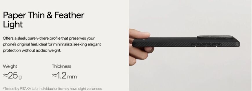 Ультратонкий чехол Pitaka Edge Case для Samsung Galaxy S26 Ultra (S948) KS2601U - 600D Black / Grey (Twill)