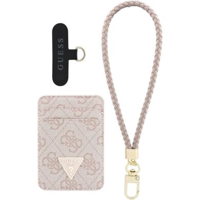 Кардхолдер с ремешком для смартфона Guess triangle MagSafe (GUBPWMWSP4GTP) - Pink