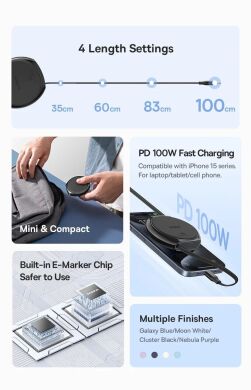 Кабель Baseus Free2Draw Type-C to Type-C (100W, 1m) P10364500111-00 - Black