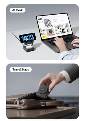 Беспроводное зарядное устройство Baseus PicoGo AF21 3 in 1 Qi2 35W + кабель Type-C to Type-C (1m) E0205402 - Black