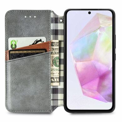 Чехол Deexe Rhombus Wallet для Samsung Galaxy A35 (A356) - Grey