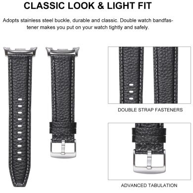 Шкіряний ремінець Deexe Classic для Samsung Galaxy Watch 8 (40/44mm) / 8 Classic - Black