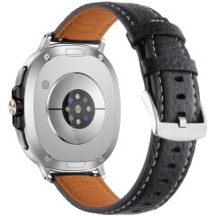 Кожаный ремешок Deexe Classic для Samsung Galaxy Watch 8 (40/44mm) / 8 Classic - Black