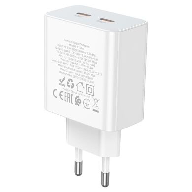 Сетевое зарядное устройство Hoco C108A PD35W + кабель Type-C to Lightning - White