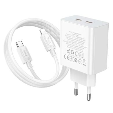 Сетевое зарядное устройство Hoco C108A PD35W + кабель Type-C to Lightning - White