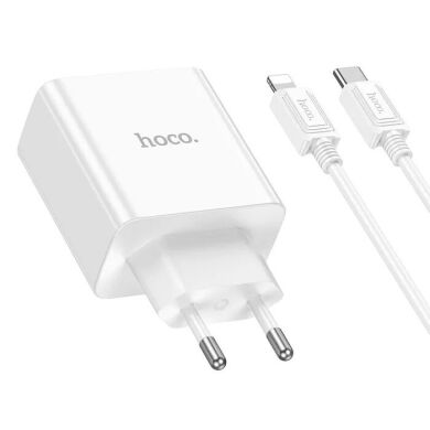 Сетевое зарядное устройство Hoco C108A PD35W + кабель Type-C to Lightning - White