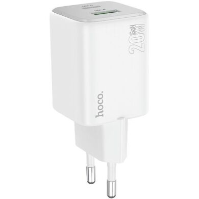 Мережевий зарядний пристрій Hoco N41 PD20W+QC3.0 + кабель Type-C to Lightning - White