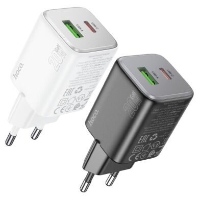 Мережевий зарядний пристрій Hoco N41 PD20W+QC3.0 + кабель Type-C to Lightning - White